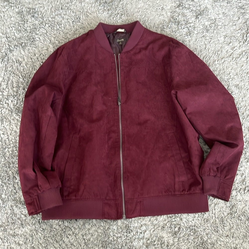 Men’s faux suede jacket - red burgundy coat - sports jacket men’s suede -